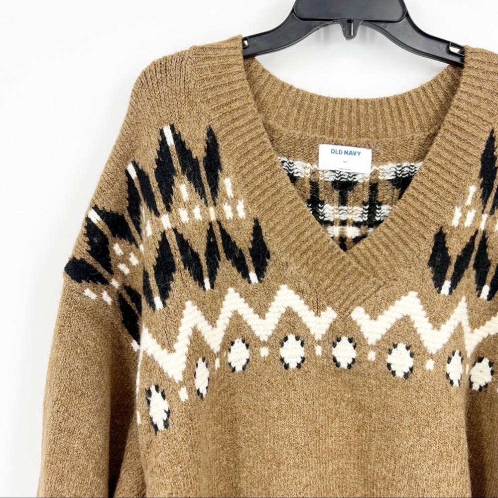 Old Navy V Neck Fair Isle Boho Slouchy
Tunic Sweater Sz XL Tall - Picture 2 of 5